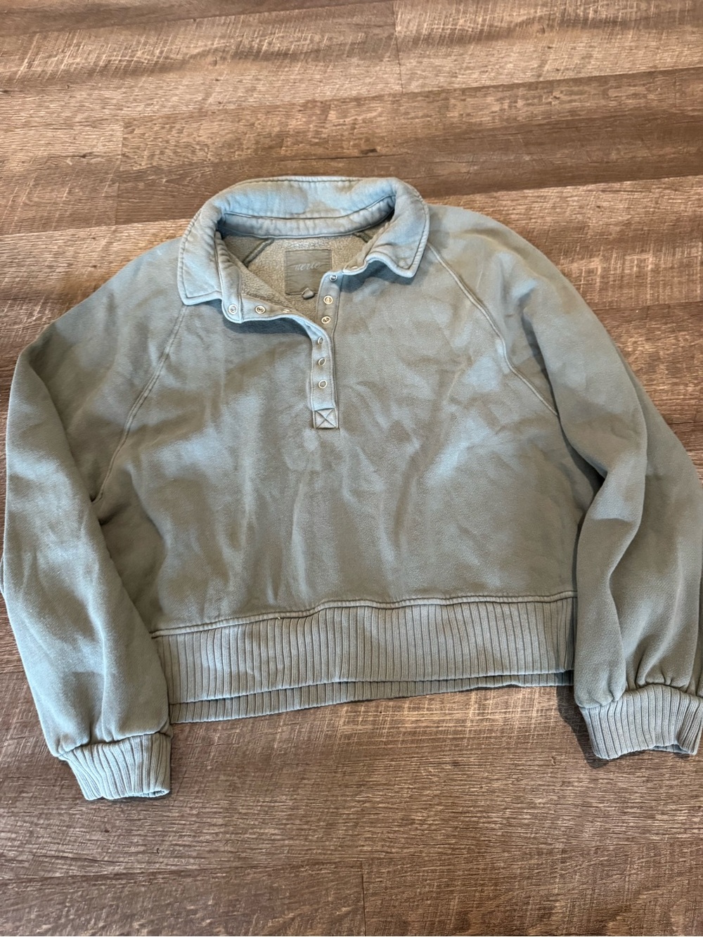 Aerie Green Quarter Snap Sweatshirt